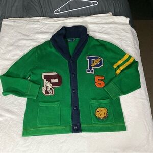 Polo Ralph Lauren Letterman cardigan Men’s 2XL TTG Knitted P-Wing Green Varsity